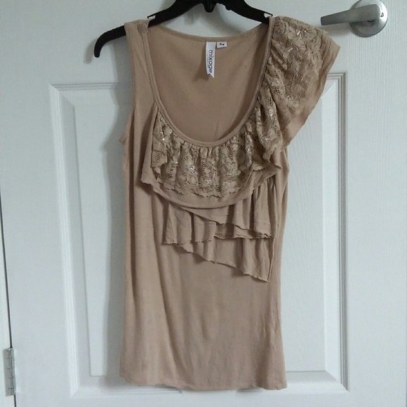 Mocha Latte Ruffle Tank - Picture 1 of 5